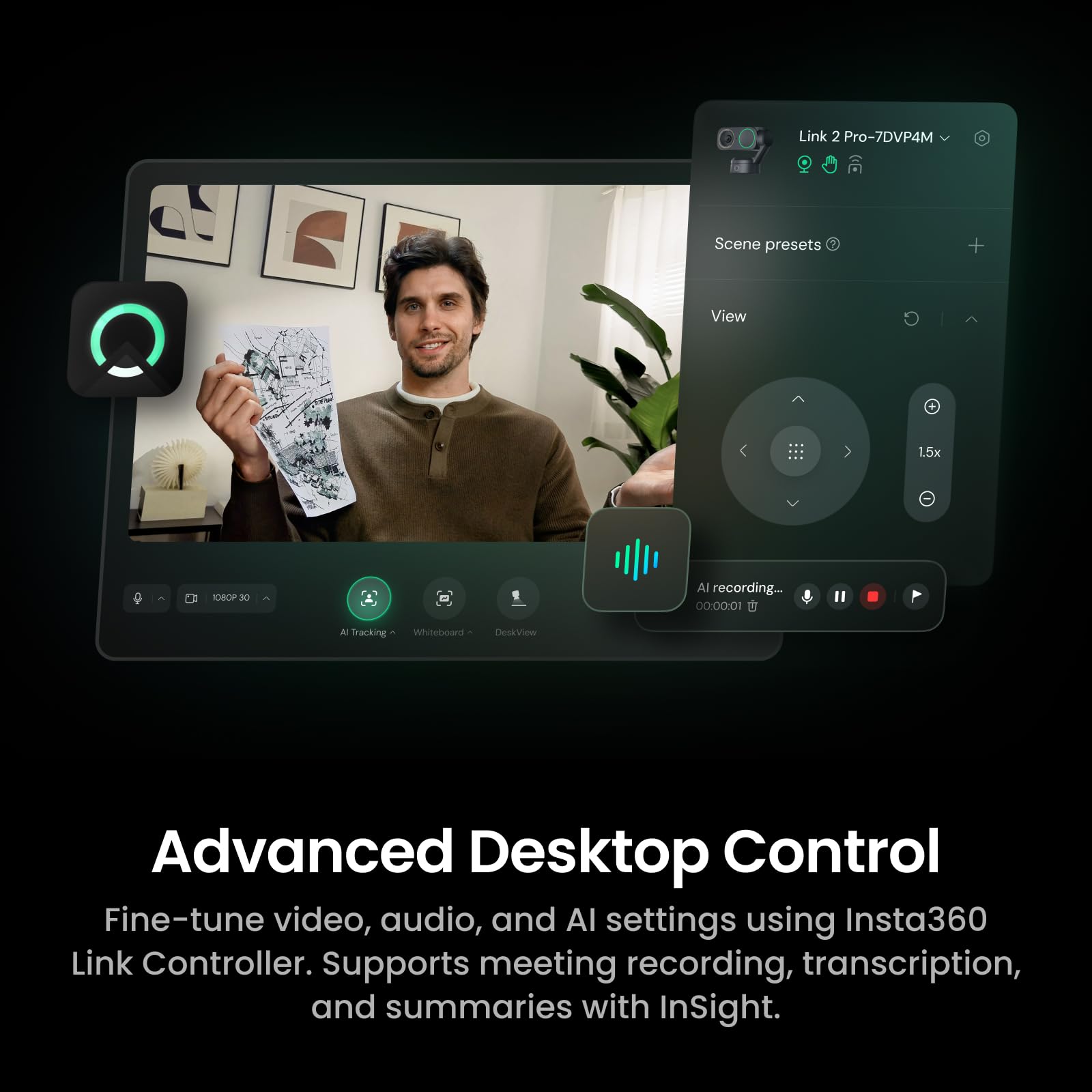 Insta360 Link 2 Pro 4K PTZ Webcam