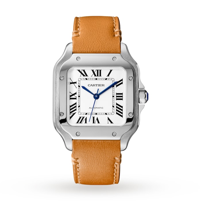 Santos De Cartier Watch Medium Model, Automatic Movement, Steel, Interchangeable Metal And Leather Bracelets Santos De Cartier Watch Medium Model, Automatic Movement, Steel, Interchangeable Metal And Leather Bracelets